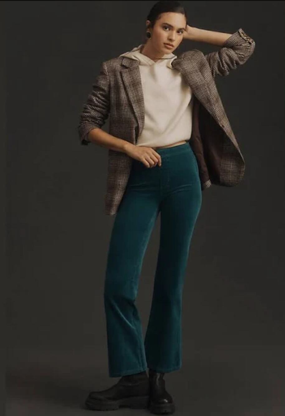 NWT Pilcro Yaya Velvet Pull-On Green Flare Jeans - Size XS